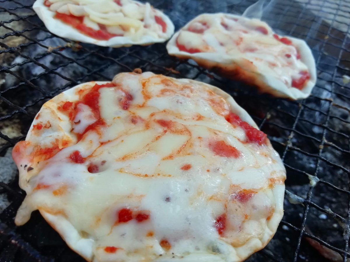 昭和の森キャンプ場 バーベキュー 餃子の皮ピザ